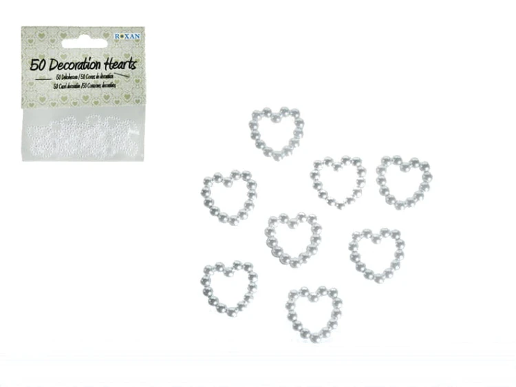ZESTAW PEREŁEK DEKORACYJNYCH SERCE SERDUSZKA 50 SZT