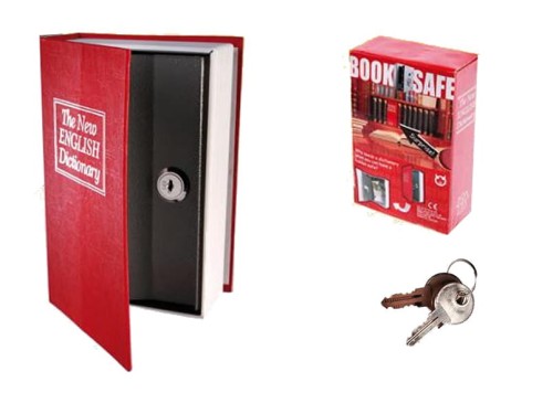 SKARBONKA SEJF SŁOWNIK KSIĄŻKA KLUCZYK KLUCZ METAL 1