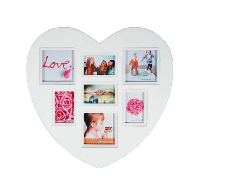 RAMKA NA ZDJĘCIA SERCE 7 MULTIRAMKA BIAŁA VINTAGE