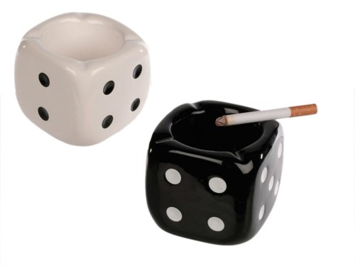 POPIELNICZKA KOSTKA GRY CERAMICZNA BIAŁA CZARNA 2