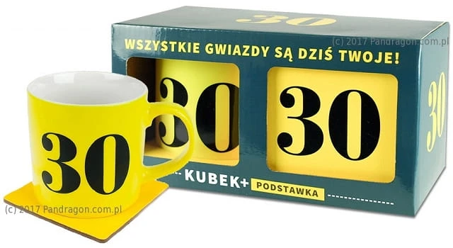 KUBEK NEON Z PODSTAWKĄ - 30 URODZINY ŻÓŁTY 350 ML .jpg