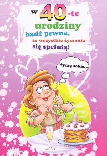 KARNET POCZTÓWKA URODZINOWA KOPERTĄ 40 URODZINY 3 1