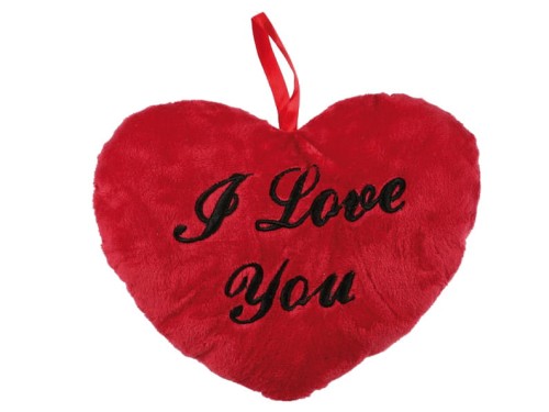 PODUSZKA SERCE I LOVE YOU 24 CM CZERWONE Z NAPISEM