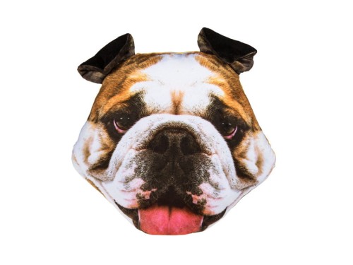PODUSZKA BULDOG 30 CM PIES 3D USZAMI GŁOWA MASKOTKA
