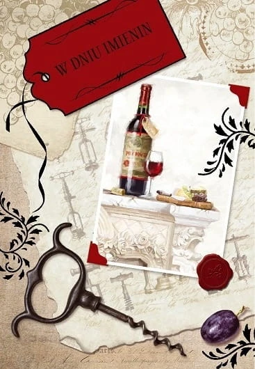 Karnet imieninowy z kopertą Pocztówka Wino