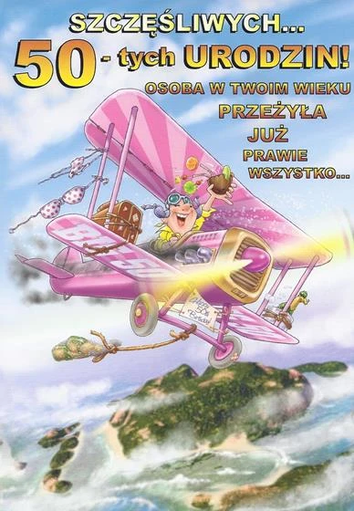 KARNET POCZTÓWKA URODZINOWA KOPERTĄ 50 URODZINY 3 1