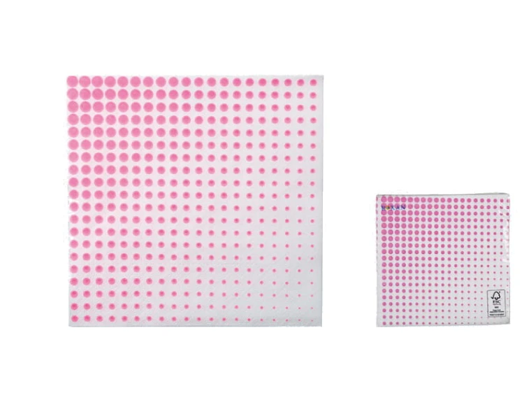 SERWETKI KROPKI RÓŻOWE GROSZKI PAPIEROWE 33X33 BIAŁE