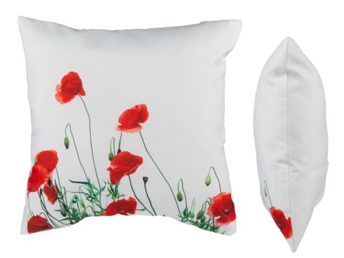 DEKORACYJNA PODUSZKA MAKI BIAŁA KWIATY MAKU