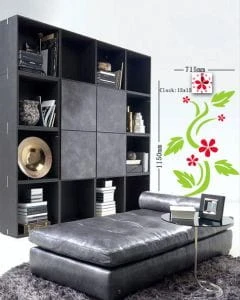 ZEGAR ŚCIENNY NAKLEJKA KWIATOWY KWIATKI LIŚCIE DIY ŚCIANĘ 3