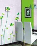 ZEGAR ŚCIENNY NAKLEJKA ZIELONE KWIATY KONICZYNA DIY ŚCIANĘ 2
