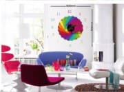 ZEGAR ŚCIENNY NAKLEJKA KOLOROWY TĘCZA TĘCZOWY ŚCIANĘ DIY 2