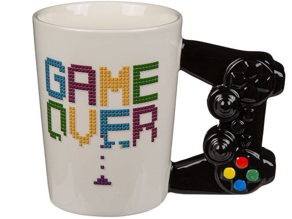 kubek gracza z napisem GAME OVER kubek dla gracza z uchem w kształcie kontrolera gier