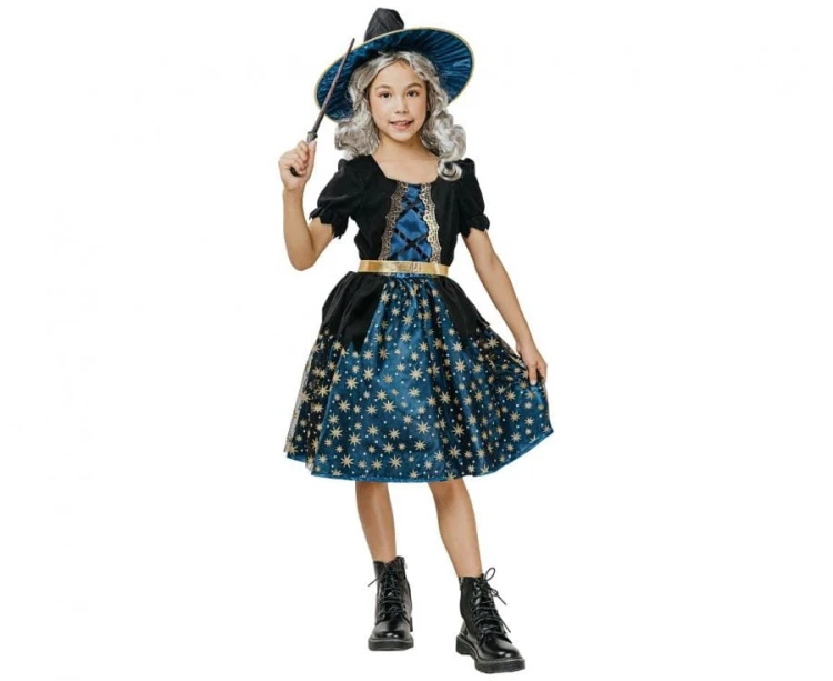 Strój Czarownicy Kostium Wróżki Przebranie Czarodziejki Halloween 110/120 cm