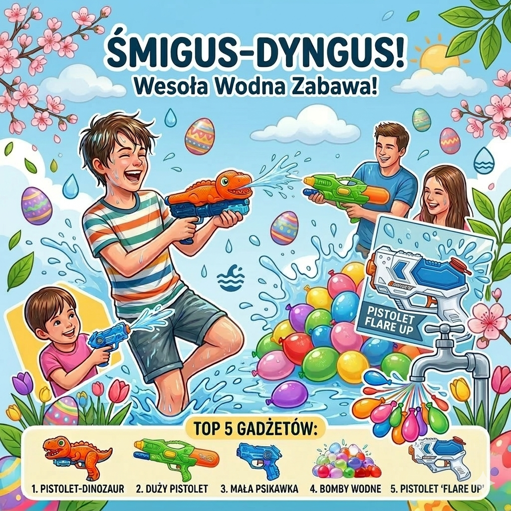 Top 5 produktów na Śmigus-Dyngus 2026 - pistolety na wodę i balony.