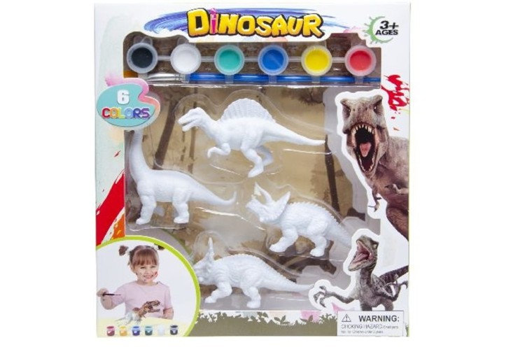 Zestaw do malowania dinozaurów – 4 figurki + farby